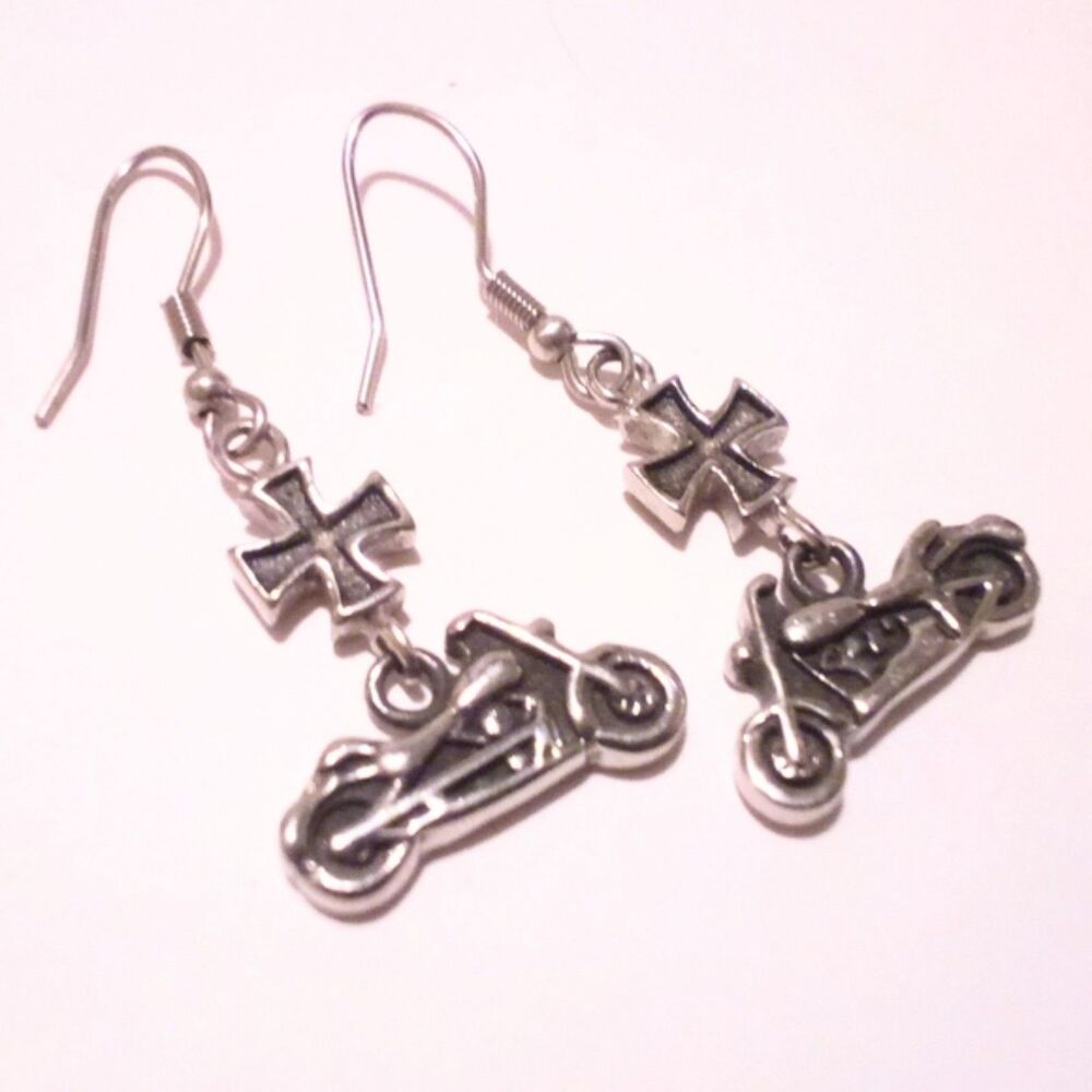 ATC Stainless Steel Motocycle Drop Earrings